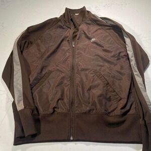 Nike Brown Track Jacket Zip Up Men's XL – Y2K / 2000s Style